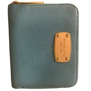 Michael Kors Light Blue Leather Small Zip Wallet